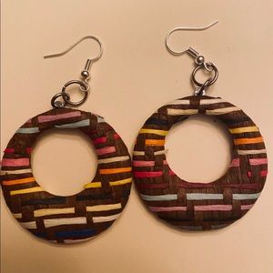 Striped Woven Dangle Hoops
